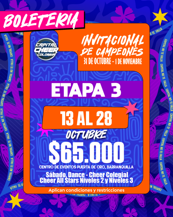 Boletería Invitacional de Campeones Etapa 3 Sábado