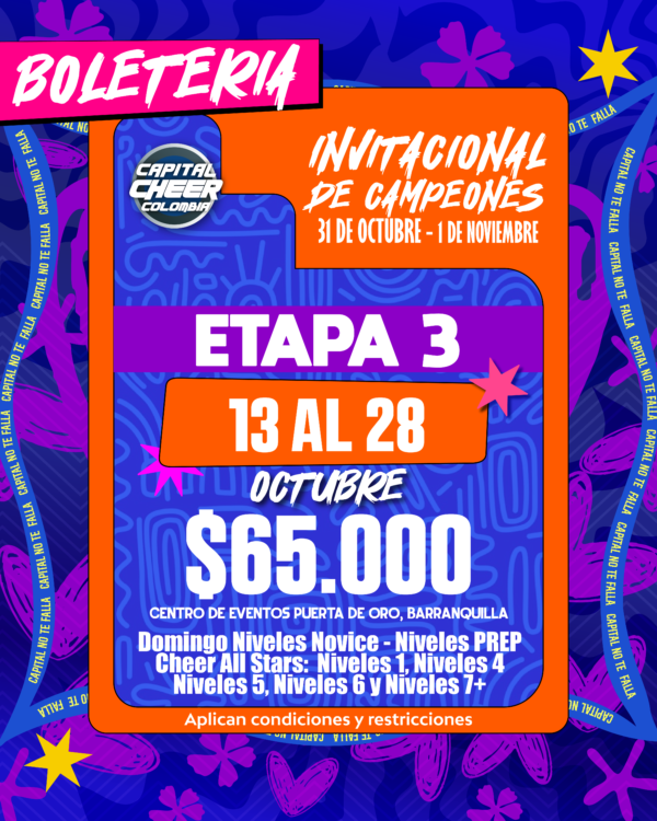 Boletería Invitacional de Campeones Etapa 3 Domingo